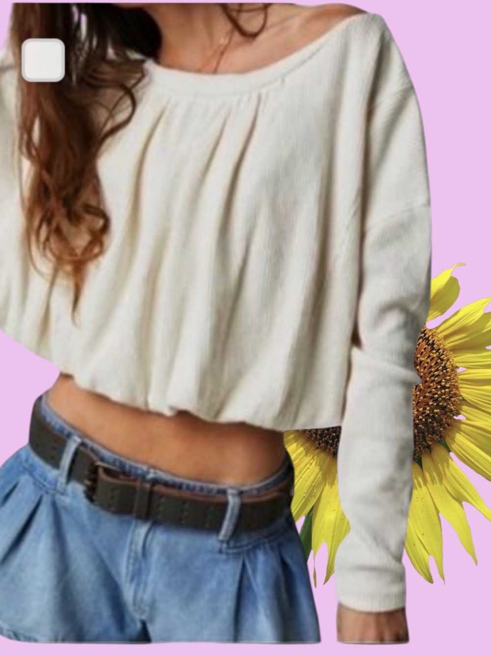 FREE PEOPLE CHERI LONG SLEEVE BUBBLE TOP WHITE MEDIUM - Picture 1 of 9
